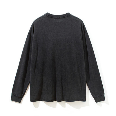Ribbed Crewneck Cuffs Hem Long Sleeve Sweatshirts French Terry Sweatshirt