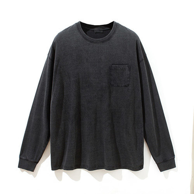 Ribbed Crewneck Cuffs Hem Long Sleeve Sweatshirts French Terry Sweatshirt