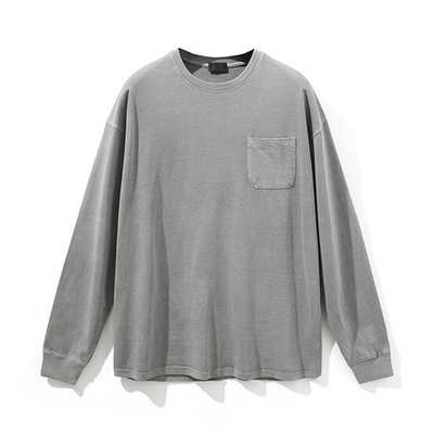 Ribbed Crewneck Cuffs Hem Long Sleeve Sweatshirts French Terry Sweatshirt