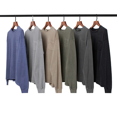 Ribbed Crewneck Cuffs Hem Long Sleeve Sweatshirts French Terry Sweatshirt
