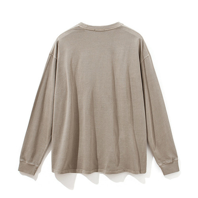 Ribbed Crewneck Cuffs Hem Long Sleeve Sweatshirts French Terry Sweatshirt