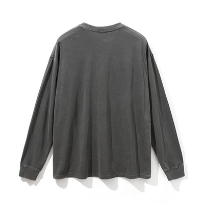 Ribbed Crewneck Cuffs Hem Long Sleeve Sweatshirts French Terry Sweatshirt