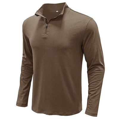 Autumn Winter European American Stand Up Collar Solid Color POLO Men'S Long Sleeve
