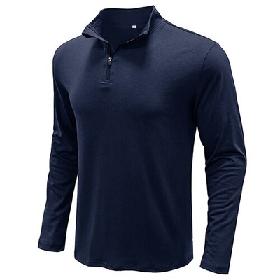 Autumn Winter European American Stand Up Collar Solid Color POLO Men'S Long Sleeve