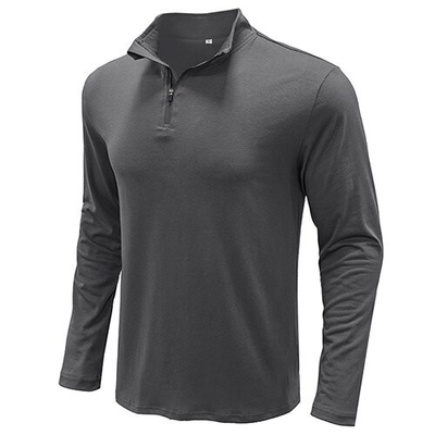 Autumn Winter European American Stand Up Collar Solid Color POLO Men'S Long Sleeve