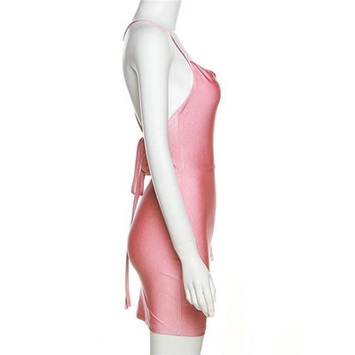 2023 custom apparel spring and summer women's new fashion sleeveless short   v -neck dress