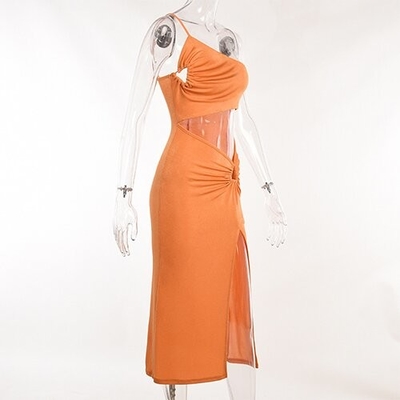 OEM Holiday style shoulder hollow polyester sleeveless  women's sexy skirt fashion hot girl slim skirt