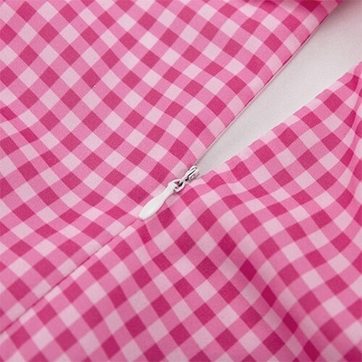 OEM Cross Border Women'S Pink Polyester Lattice Doll Collar Long Sleeve Dress