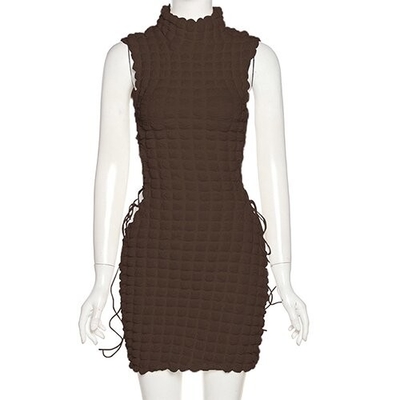 OEM Polyester Spring Summer Round Neck Sleeveless Sexy Belt European American Style