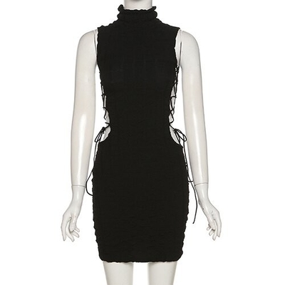 OEM Polyester Spring Summer Round Neck Sleeveless Sexy Belt European American Style