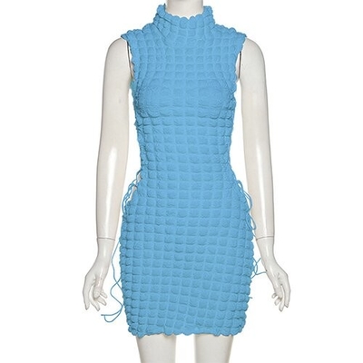 OEM Polyester Spring Summer Round Neck Sleeveless Sexy Belt European American Style