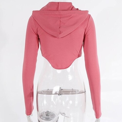 OEM European and American style 2022 new women's solid color slim -fitting navel fashion lapel zipper long -sleeved top