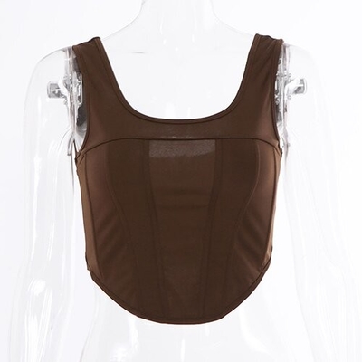 OEM European and American women's clothingexplosion fashion fish bone recipe expose umbilical vest short external