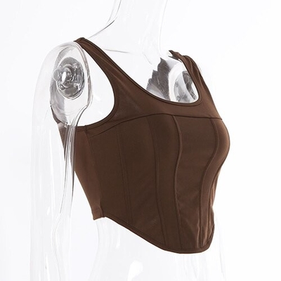 OEM European and American women's clothingexplosion fashion fish bone recipe expose umbilical vest short external
