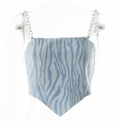 OEM maufactory Cross -border European and American style new women's chainnavel vest female open -back short