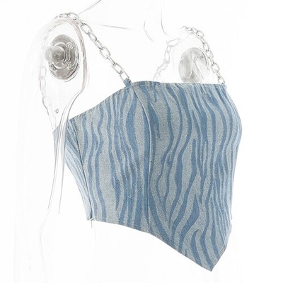 OEM maufactory Cross -border European and American style new women's chainnavel vest female open -back short