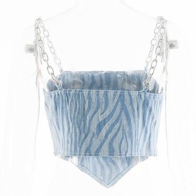 OEM maufactory Cross -border European and American style new women's chainnavel vest female open -back short