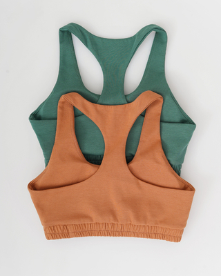 Green Brown Shockproof Push Up Exercise Bra Athletic Essentials Sports Bra