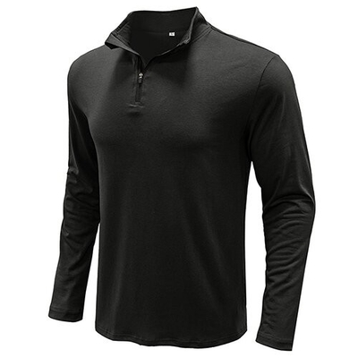 Autumn Winter European American Stand Up Collar Solid Color POLO Men'S Long Sleeve
