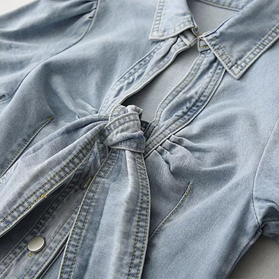 Butterfly Band Elastic Slim Fit Denim Dress Fashion Street Custom Denim Clothing