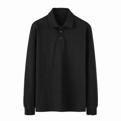 200 Grams Long Sleeve Polo Shirt 100% Cotton Turn Down Collar Shirt Pure Color
