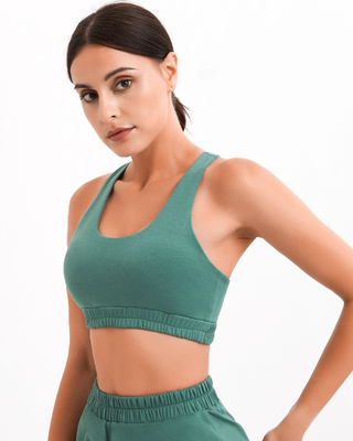 Green Brown Shockproof Push Up Exercise Bra Athletic Essentials Sports Bra