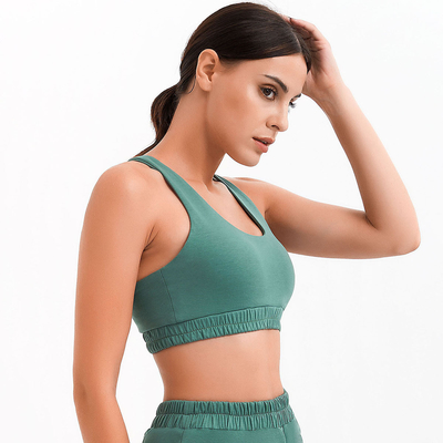 Green Brown Shockproof Push Up Exercise Bra Athletic Essentials Sports Bra
